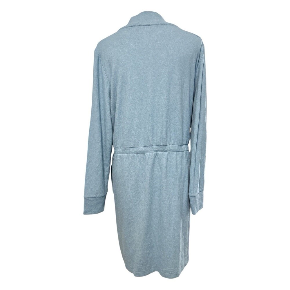 Soft Surroundings Eleve Zip Front Hacci Knit Dress Jacket Blue Drawstring Pocket - Picture 4 of 5